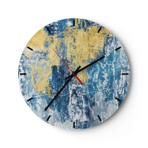 Horloge murale - Pendule murale - Texture avec des accents bleus et dorés - 30x30cm - Abstraction du temps - Décoration murale moderne pour le salon, la cuisine et la chambre ARTTOR