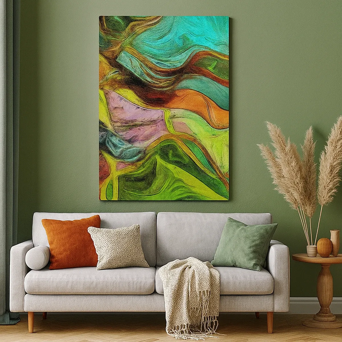 Impression sur toile - Image sur toile - Une composition abstraite avec des taches colorées et des lignes dynamiques. - 50x70cm - Le mouvement c'est la vie - Décoration murale moderne pour le salon et la chambre ARTTOR