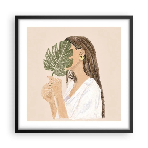 Affiche dans un cadre noir - Poster - Portrait mystérieux avec un éventail - 50x50 cm