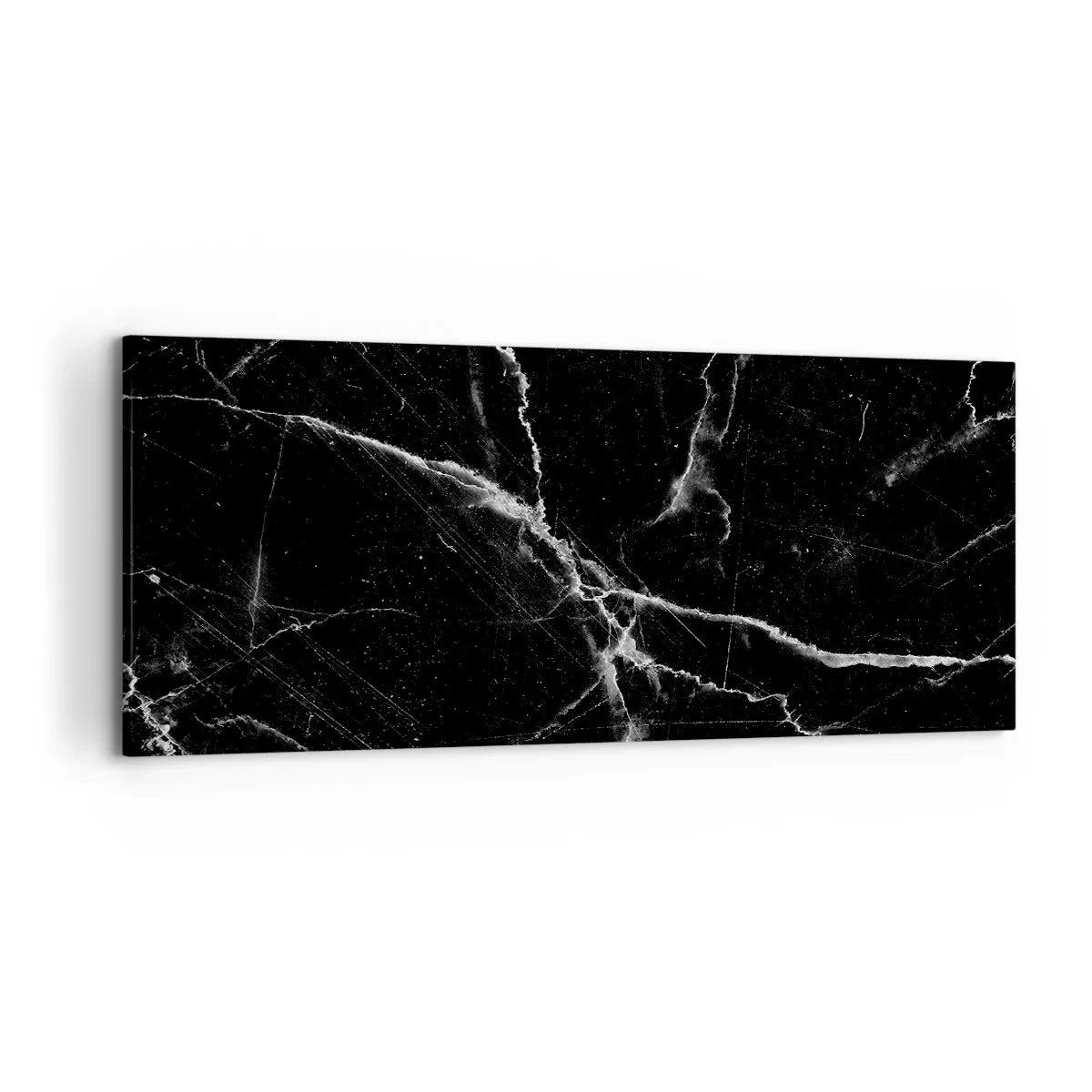 Impression sur toile - Image sur toile - Marbre noir avec des veines blanches dans les détails - 120x50cm - La vie secrète de la pierre - Décoration murale moderne pour le salon et la chambre ARTTOR