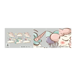 Échantillon de Papier Peint Autocollant Deluxe Sticker - Ils existe, c'est sûr… - Pour les enfants, Licorne, Conte de fées - 100x30 cm