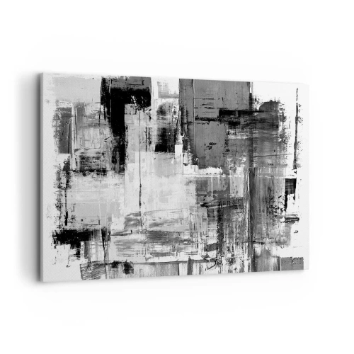 Impression sur toile - Image sur toile - Composition abstraite en noir, blanc et gris - 100x70cm - Le gris est beau - Décoration murale moderne pour le salon et la chambre ARTTOR