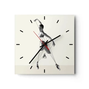 Horloge murale - Pendule murale - Ballerine dans une interprétation géométrique avec des lignes - 30x30cm - Dans le théatre de la vie - Décoration murale moderne pour le salon et la chambre ARTTOR