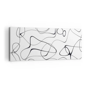 Impression sur toile - Image sur toile - Lignes noires abstraites sur fond blanc dans un style minimaliste - 120x50cm - Le chemin de la vie, les voies du hasard - Décoration murale moderne pour le salon et la chambre ARTTOR