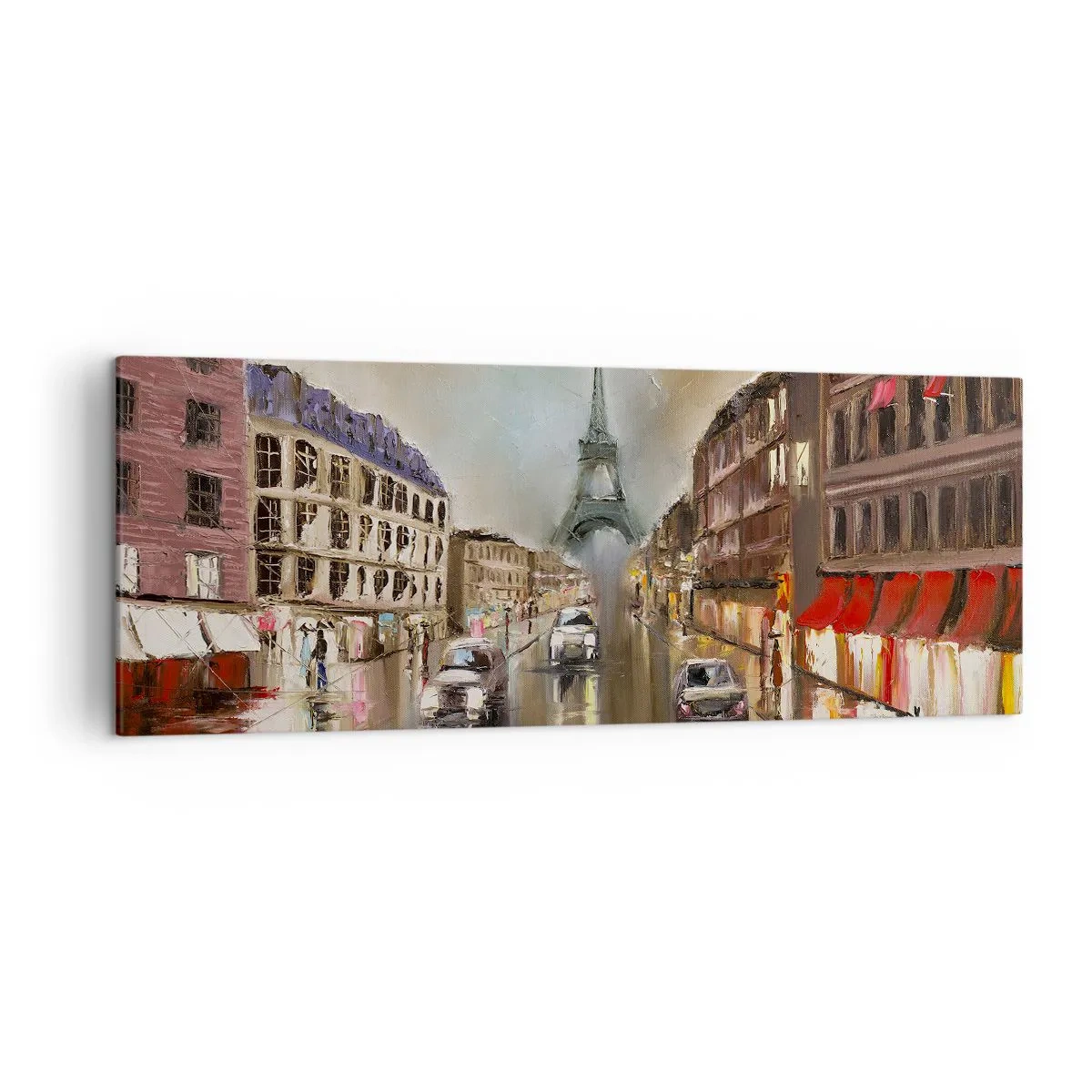 Impression sur toile - Image sur toile - Paysage urbain nocturne de Paris avec vue sur la Tour Eiffel - 140x50cm - Elle seule compte - Décoration murale moderne pour le salon et la chambre ARTTOR