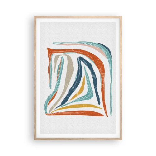 Affiche dans un chêne clair - Poster - Abstraction avec un sourire amical - 70x100 cm