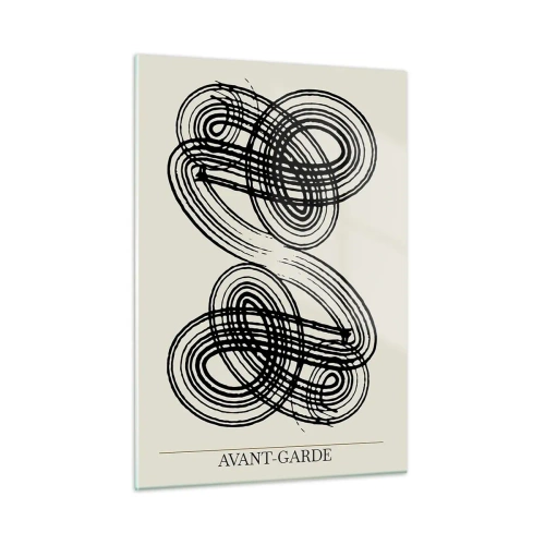 Impression sur verre - Image sur verre - Boucles et lignes avant-gardistes noires sur fond clair - 50x70cm - C'est venu spontanément - Décoration murale moderne pour le salon et la chambre ARTTOR
