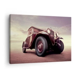 Impression sur toile - Image sur toile - Une voiture vintage au style classique contre le ciel - 70x50cm - Revenons au bon vieux temps... - Décoration murale moderne pour le salon et la chambre ARTTOR
