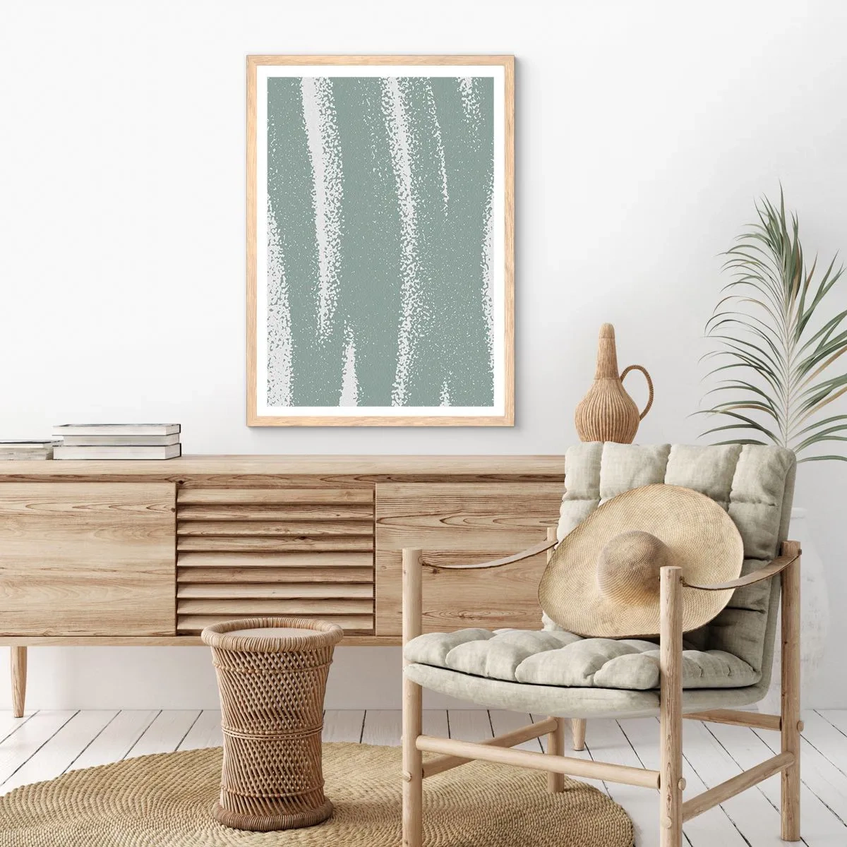 Affiche dans un chêne clair - Poster - Abstraction dans un climat hivernal - 30x40 cm