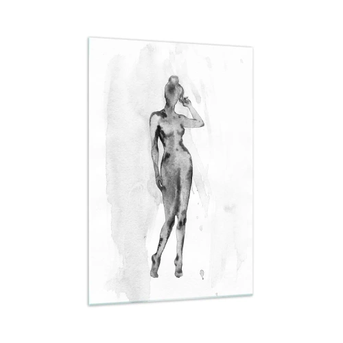 Impression sur verre - Image sur verre - Croquis d'une silhouette de femme en nuances de gris - 70x100cm - Etude de l'idéal de la féminité - Décoration murale moderne pour le salon et la chambre ARTTOR