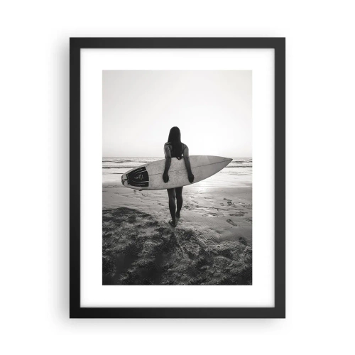 Affiche dans un cadre noir - Poster - Fille des vagues de la mer - 30x40 cm
