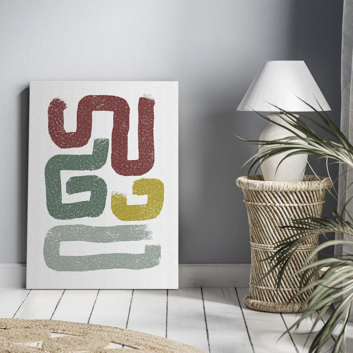 Impression sur toile - Image sur toile - Motifs géométriques colorés dans un style abstrait - 70x100cm - Dans une langue inconnue - Décoration murale moderne pour le salon et la chambre ARTTOR