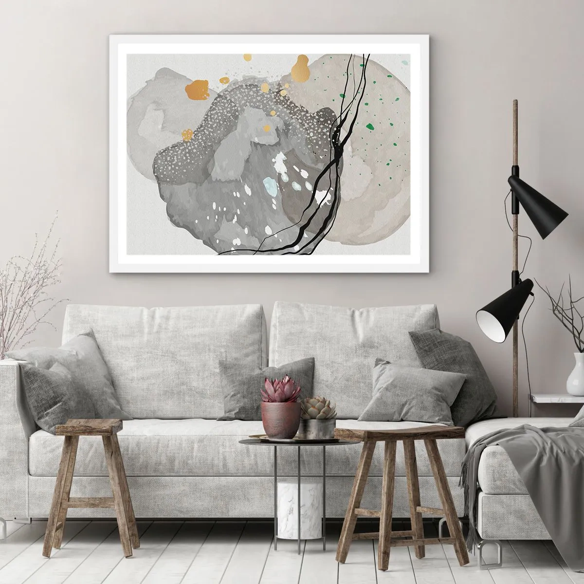 Affiche dans un cadre blanc - Poster - Composition organique - 40x30 cm