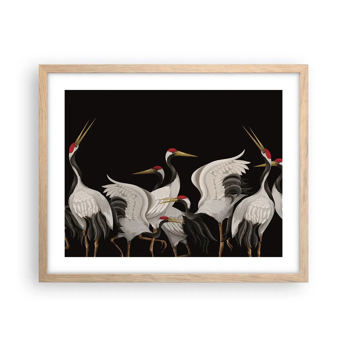 Affiche dans un chêne clair - Poster - Histoire d'oiseaux - 50x40 cm