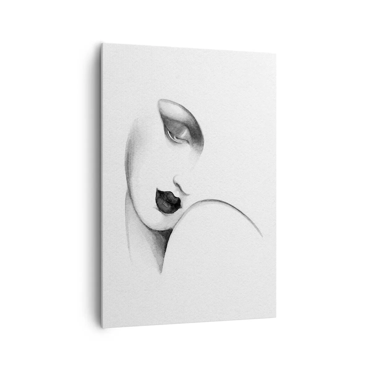 Impression sur toile - Image sur toile - Un portrait subtil d'une femme dans un style monochrome - 70x100cm - Dans le style de Lempicka - Décoration murale moderne pour le salon et la chambre ARTTOR
