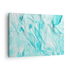 Impression sur toile - Image sur toile - Un motif abstrait dans des tons pastel de bleu et de blanc. - 70x50cm - Ensemble pour toujours - Décoration murale moderne pour le salon et la chambre ARTTOR