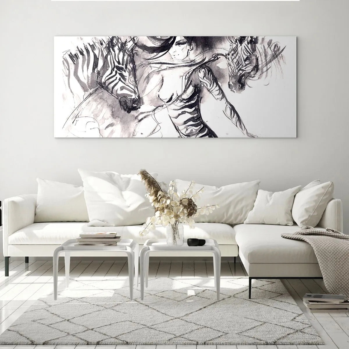 Impression sur verre - Image sur verre - Danse avec les zèbres - 90x30 cm