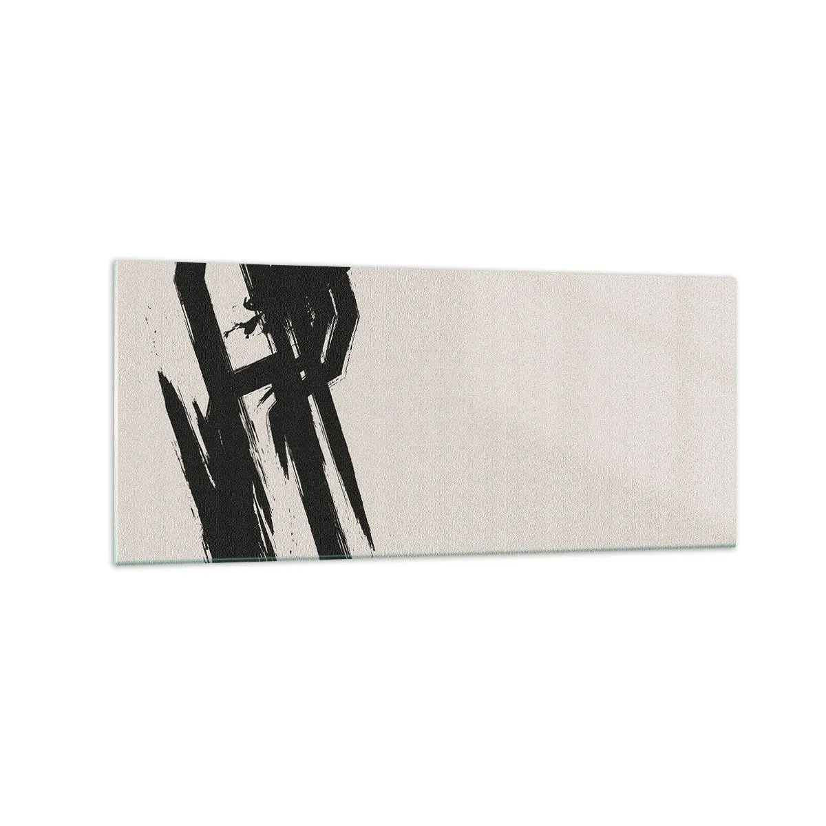 Impression sur verre - Image sur verre - Coups de pinceau dynamiques en noir sur fond clair - 120x50cm - Ruée imparable - Décoration murale moderne pour le salon et la chambre ARTTOR