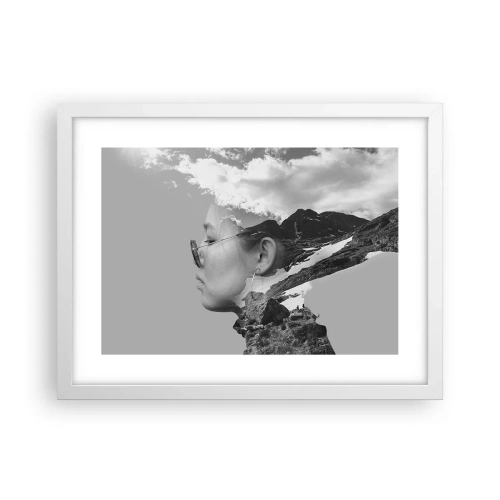 Affiche dans un cadre blanc - Poster - Portrait de montagnes et nuages - 40x30 cm