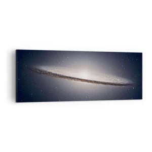 Impression sur toile - Image sur toile - Une galaxie spirale sur fond d'espace étoilé - 140x50cm - Il y a bien longtemps, dans une galaxie très lointaine… - Décoration murale moderne pour le salon et la chambre ARTTOR