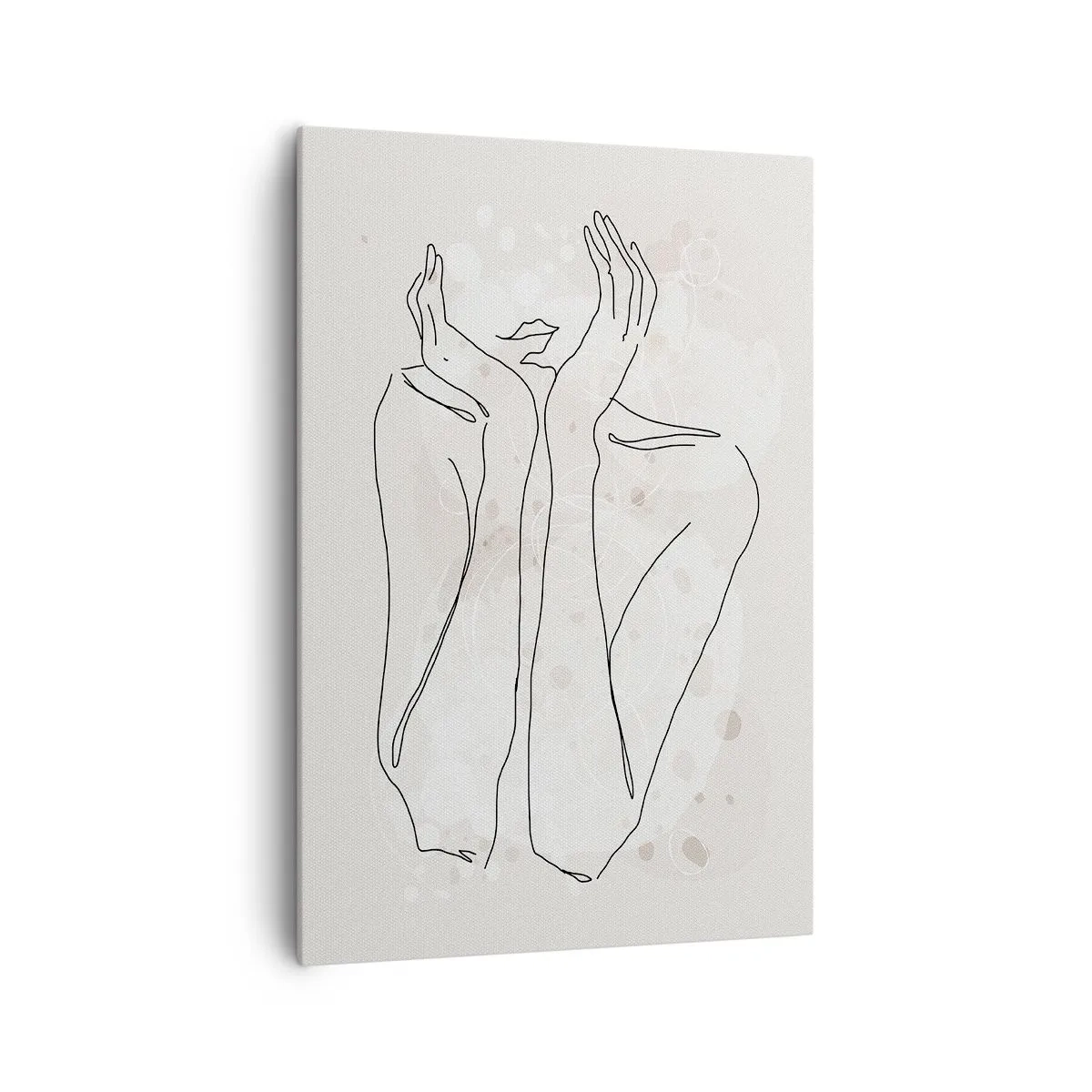 Impression sur toile - Image sur toile - Ligne de contour montrant les mains d'une femme sur un fond clair - 70x100cm - Instant de rêve - Décoration murale moderne pour le salon et la chambre ARTTOR