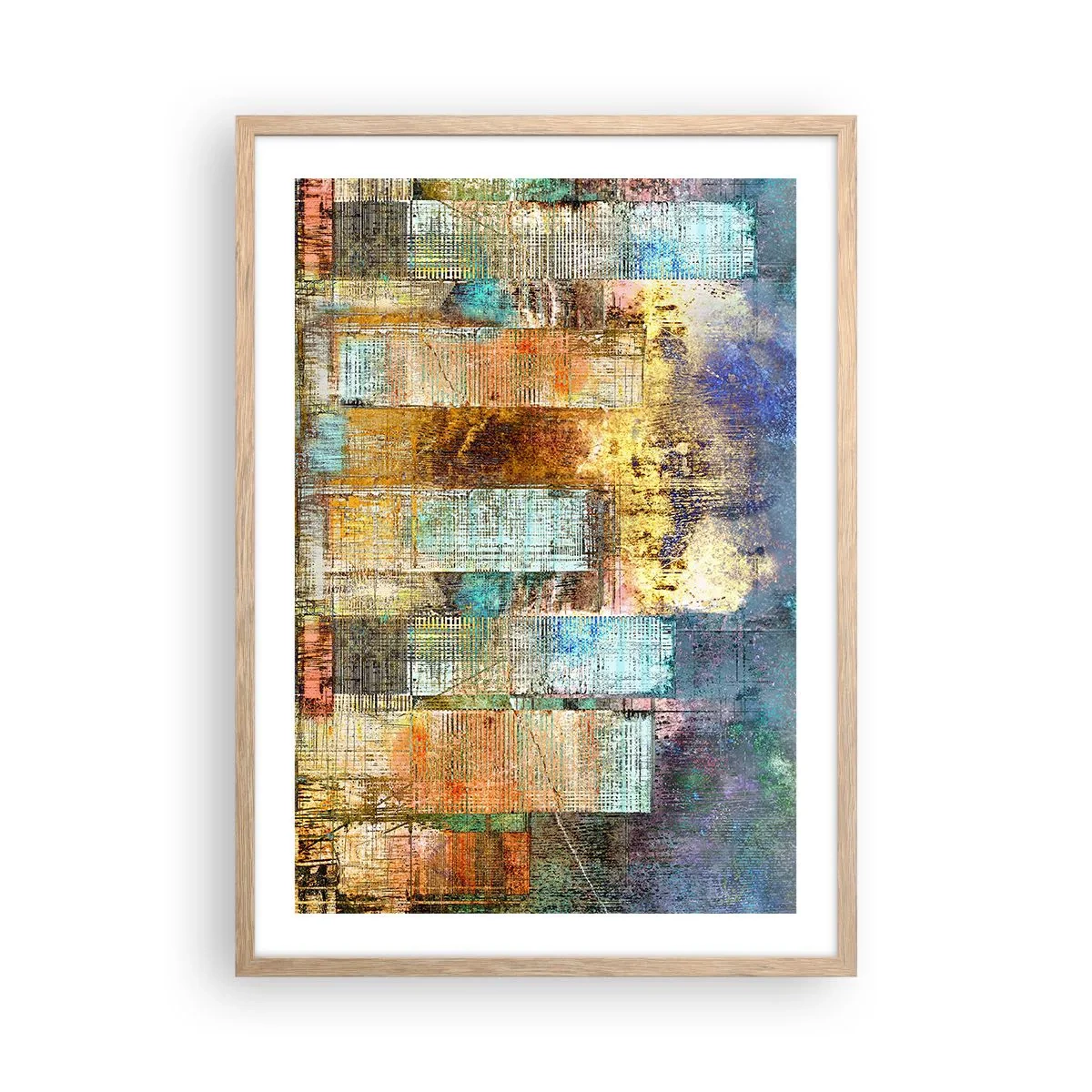 Affiche dans un chêne clair - Poster - Une métropole ensoleillée - 50x70 cm