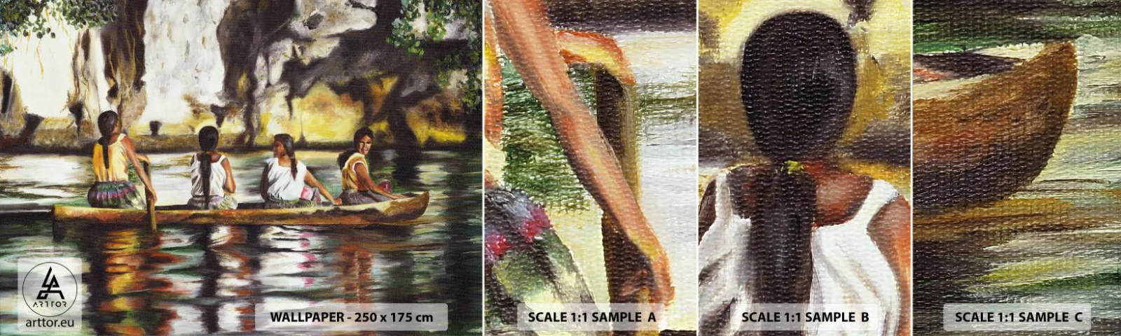 Échantillon De Papier Peint Standard Eco - Dans un paradis polynésien - Voyages, Paysage, Rivière - 100x30 cm