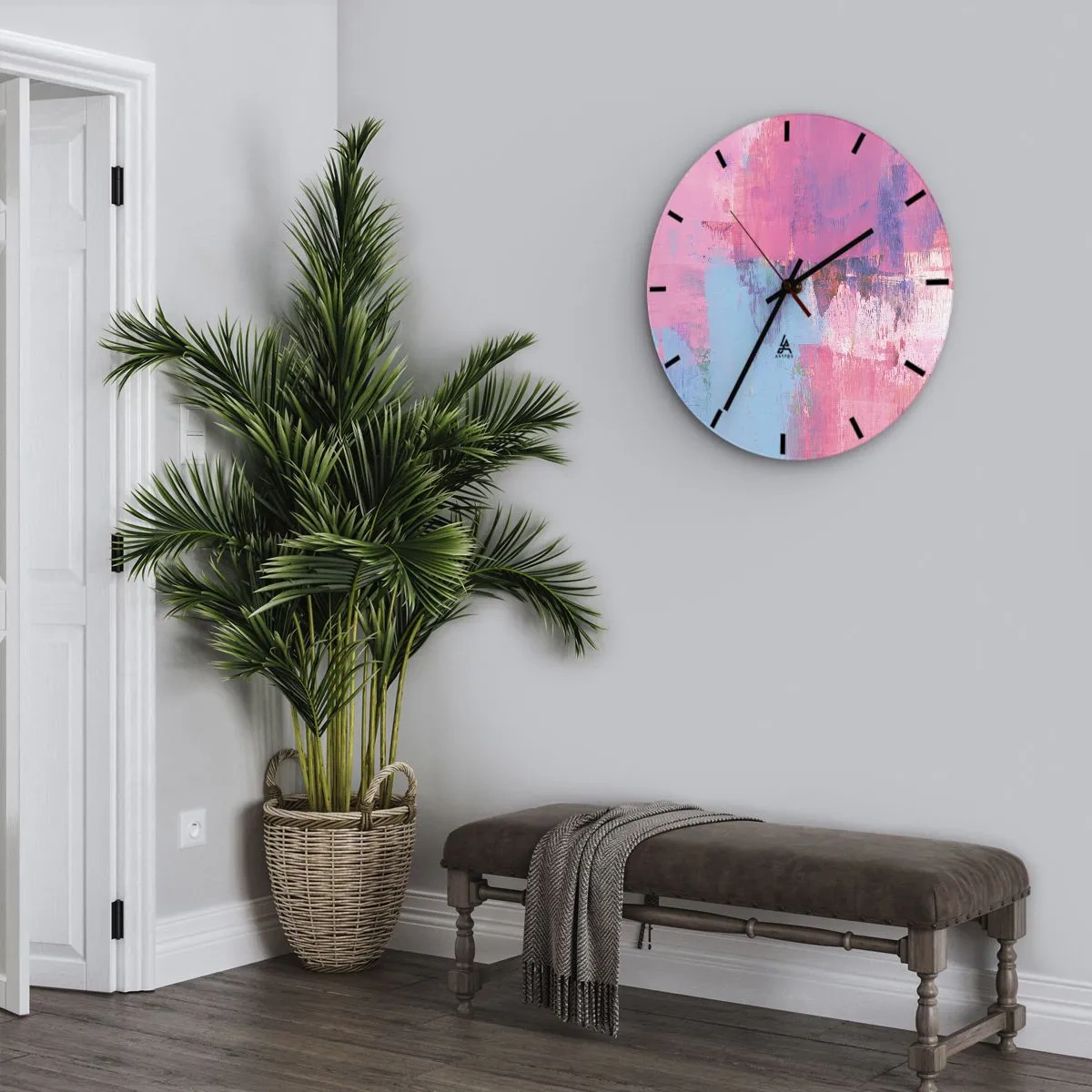 Horloge murale - Pendule murale - Du rose, du bleu et une pincée de lumière - 30x30 cm
