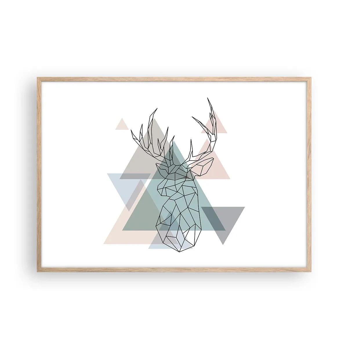 Affiche dans un chêne clair - Poster - Dans une forêt géométrique - 100x70 cm