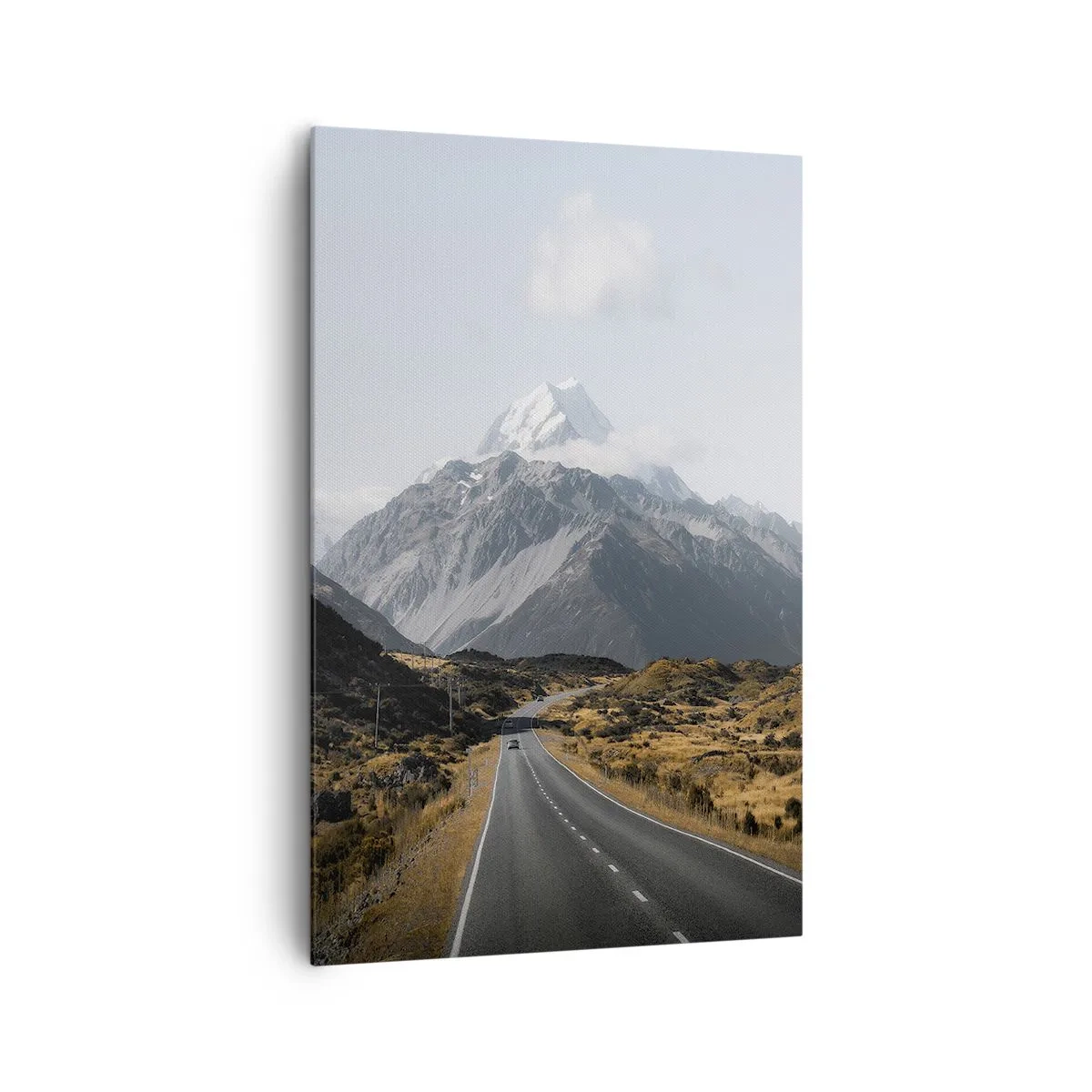 Impression sur toile - Image sur toile - Une route dans les montagnes entourée d'un paysage pittoresque - 80x120cm - Chemin vers le coeur de la montagne - Décoration murale moderne pour le salon et la chambre ARTTOR