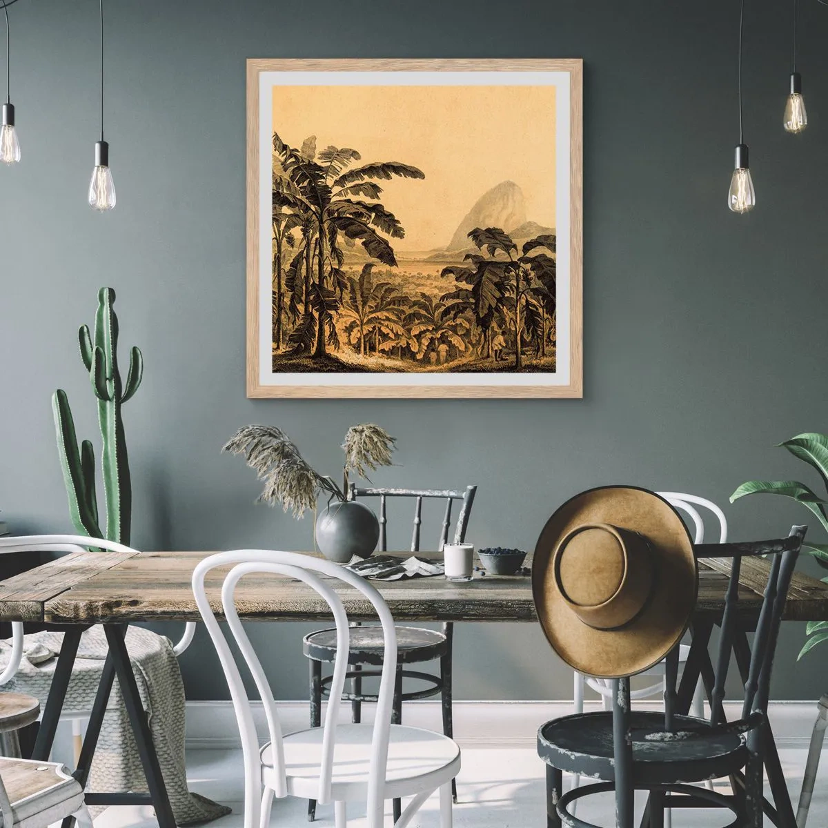 Affiche dans un chêne clair - Poster - Dans un climat colonial - 60x60 cm