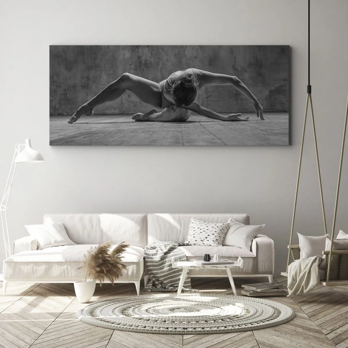 Impression sur toile - Image sur toile - Une danseuse dans une pose artistique - 140x50cm - Symétrie trouvée - Décoration murale moderne pour le salon et la chambre ARTTOR