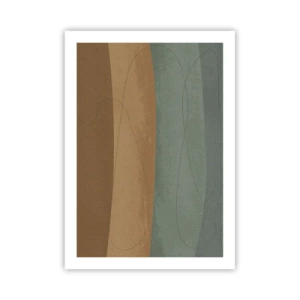 Affiche - Poster - Lignes organiques sur des fonds terreux et verts - 50x70cm - Composition horizontale - Décoration murale moderne pour le salon et la chambre ARTTOR