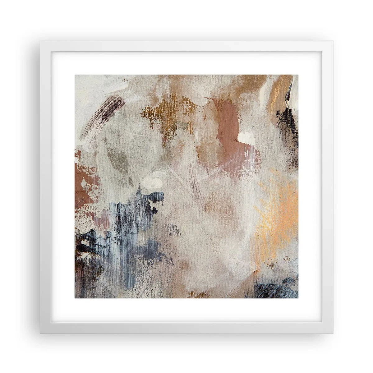 Affiche dans un cadre blanc - Poster - Abstraction brumeuse - 40x40 cm