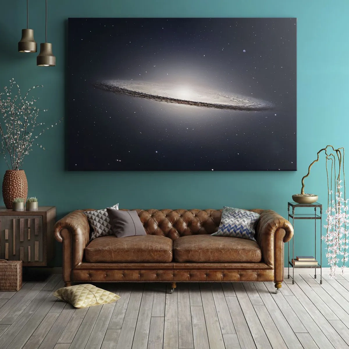 Impression sur toile - Image sur toile - Une galaxie spirale sur fond d'espace étoilé - 100x70cm - Il y a bien longtemps, dans une galaxie très lointaine… - Décoration murale moderne pour le salon et la chambre ARTTOR