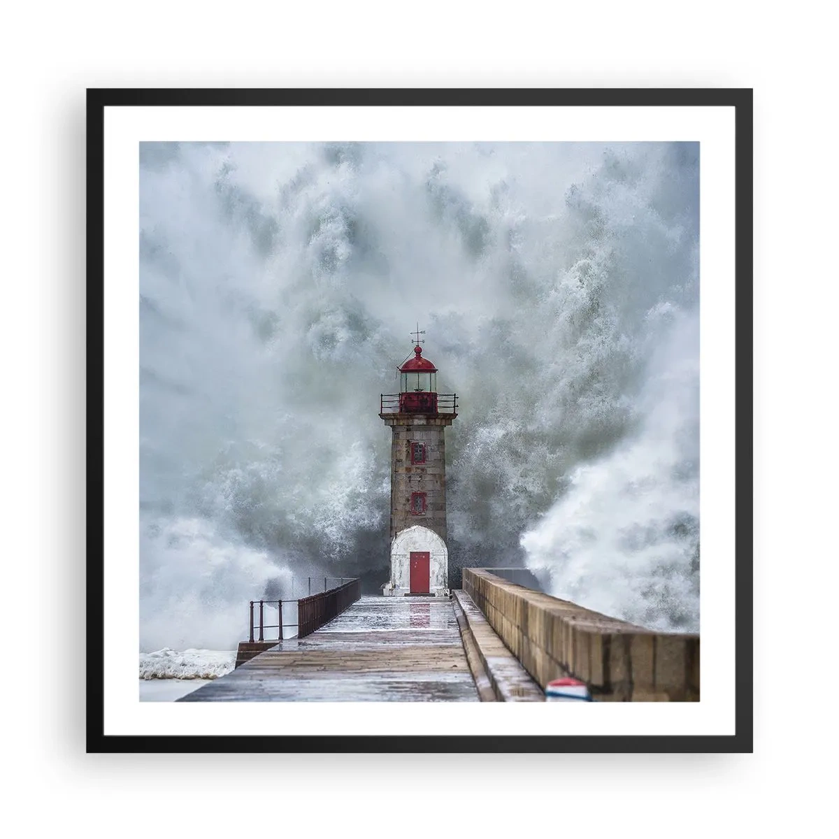 Affiche dans un cadre noir - Poster - Le rugissement des eaux, le bruit soufflera - 60x60 cm