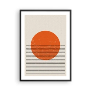 Affiche dans un cadre noir - Poster - Un coucher de soleil minimaliste sous une forme géométrique - 50x70cm - Toujours le soleil - Décoration murale moderne pour le salon et la chambre ARTTOR