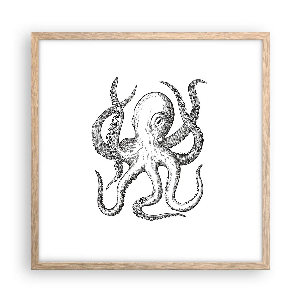 Affiche dans un chêne clair - Poster - Dansant avec les vagues - 50x50 cm