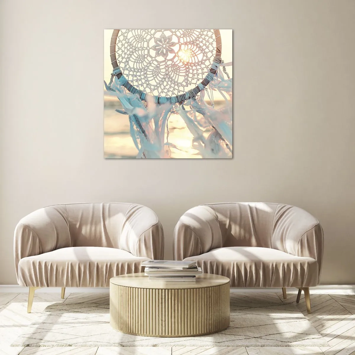 Impression sur verre - Image sur verre - Totem en dentelle - 70x70 cm