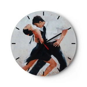 Horloge murale - Pendule murale - Un couple dansant le tango dans une pose dynamique et passionnée - 30x30cm - Tango de mes rêves et pensées - Décoration murale moderne pour le salon, la cuisine et la chambre ARTTOR