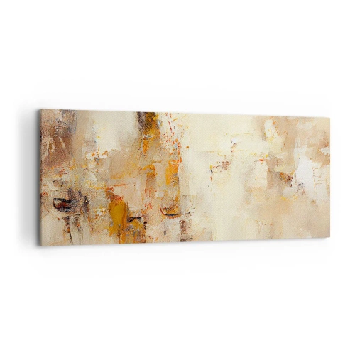 Impression sur toile - Image sur toile - Une composition abstraite dans des tons chauds de jaune et de marron. - 120x50cm - Âme de l'ambre - Décoration murale moderne pour le salon et la chambre ARTTOR