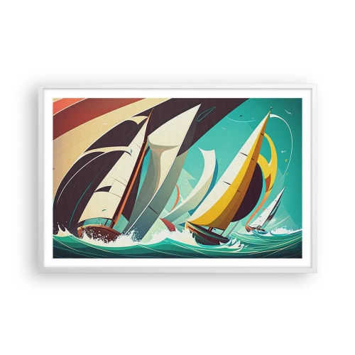 Affiche dans un cadre blanc - Poster - Bonne chance avec les éléments - 91x61 cm