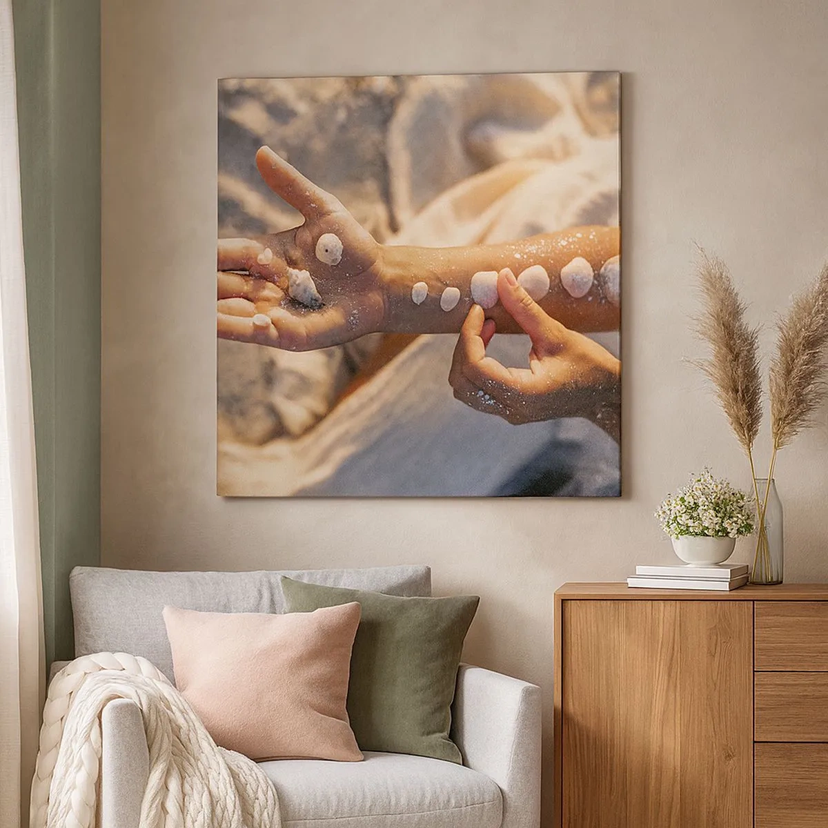 Impression sur toile - Image sur toile - La beauté à portée de main - 30x30 cm