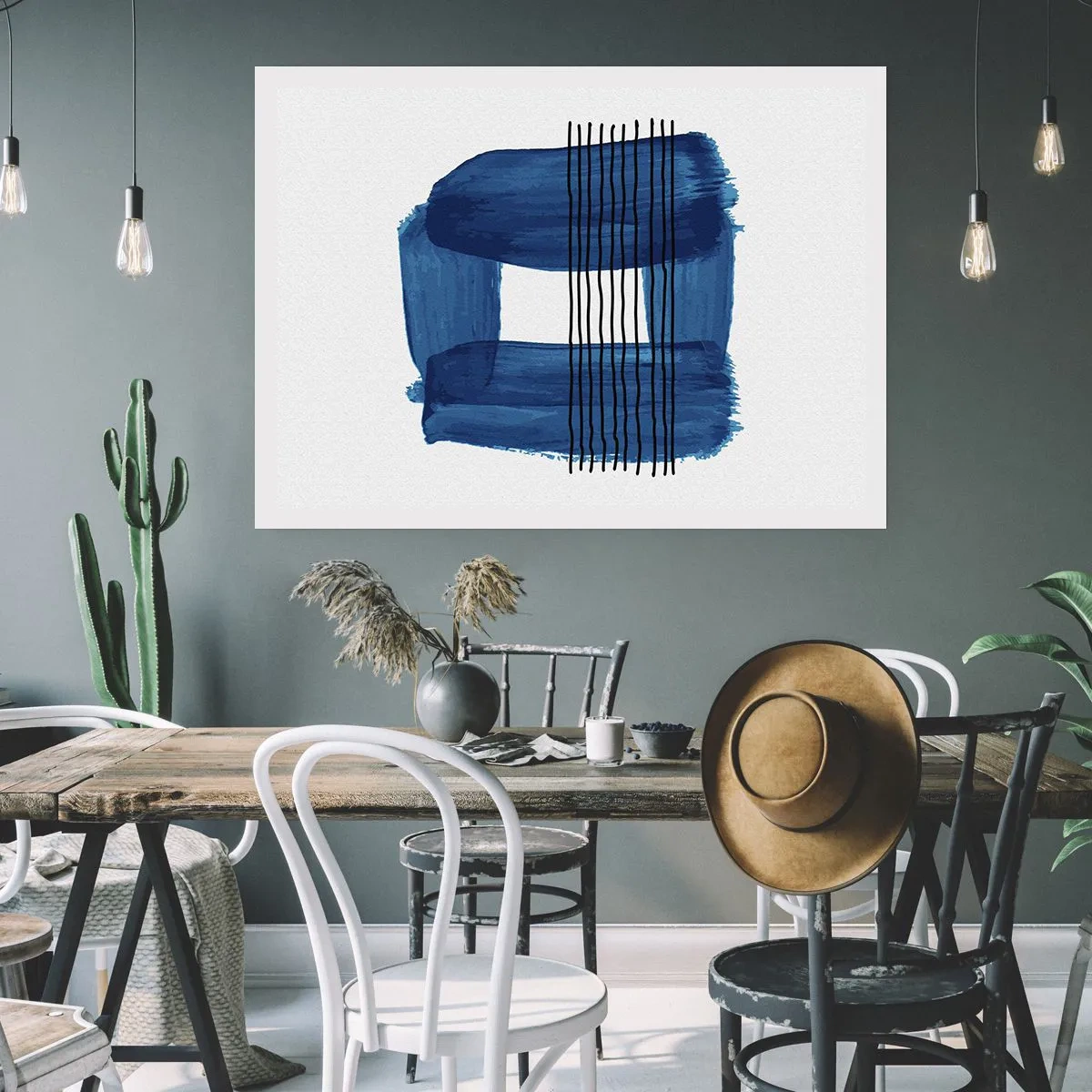 Affiche - Poster - Composition noire-bleue - 70x50 cm