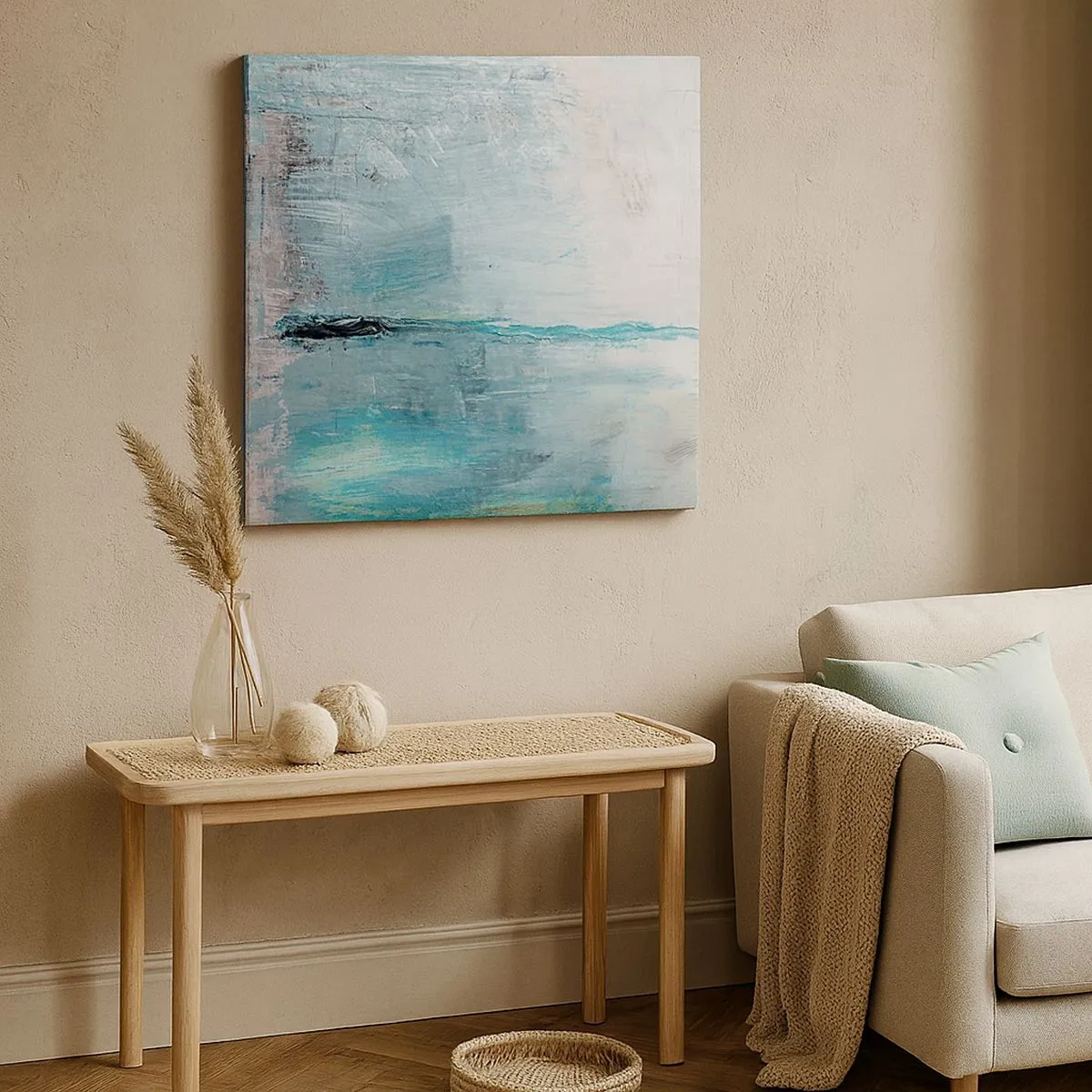 Impression sur toile - Image sur toile - Horizontalement en bleu - 30x30 cm