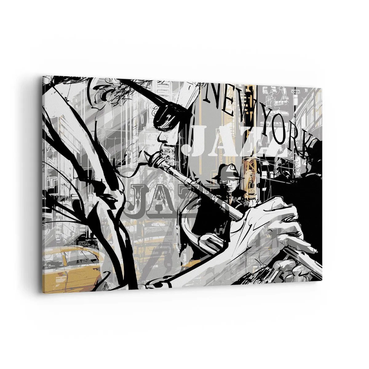 Impression sur toile - Image sur toile - Scène jazz new-yorkaise - 100x70cm - Au rythme de New York - Décoration murale moderne pour le salon et la chambre ARTTOR