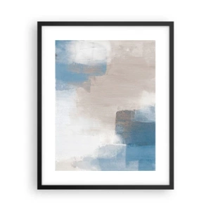 Affiche dans un cadre noir - Poster - Abstraction rose derrière un rideau de bleu - 40x50 cm