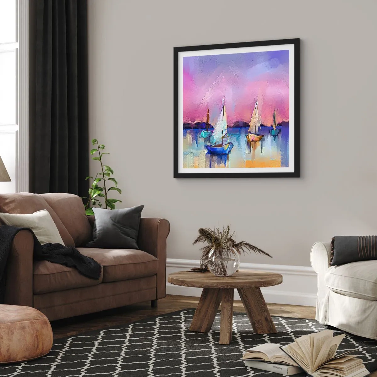 Affiche dans un cadre noir - Poster - Direction: les eaux larges - 60x60 cm