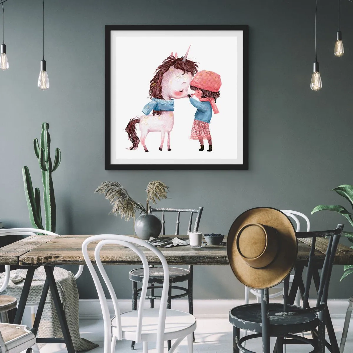 Affiche dans un cadre noir - Poster - Histoire d'hiver - 60x60 cm