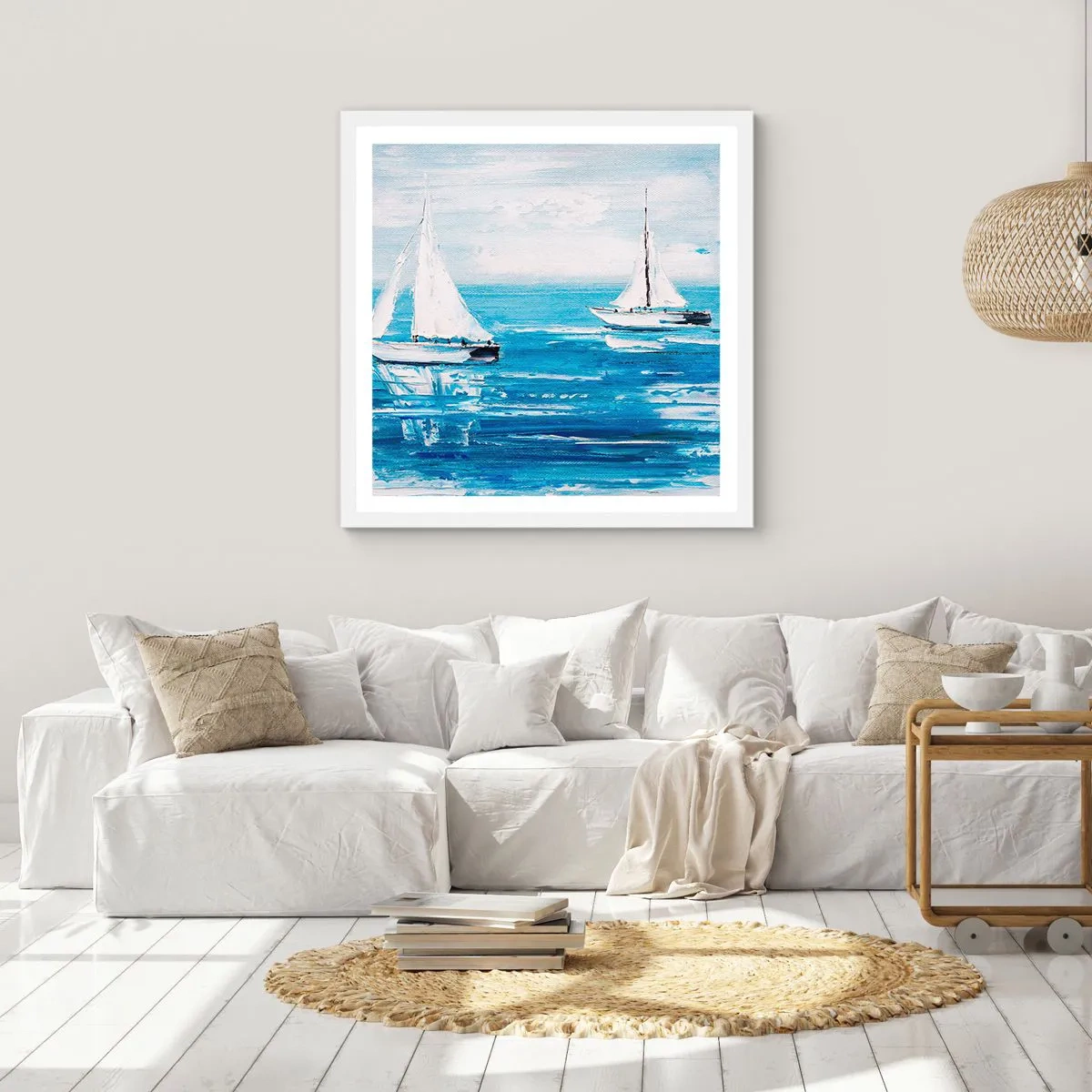 Affiche dans un cadre blanc - Poster - Avec un ami à mes côtés - 60x60 cm